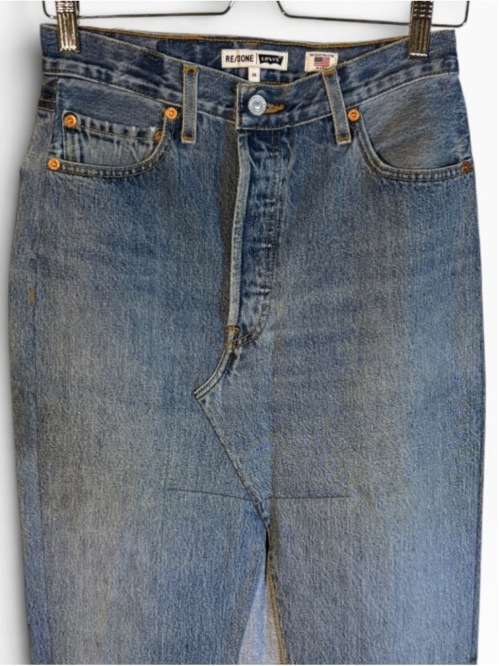 RE/DONE NWT Deconstructed Denim Maxi Skirt in Sz 26 - Picture 9 of 9